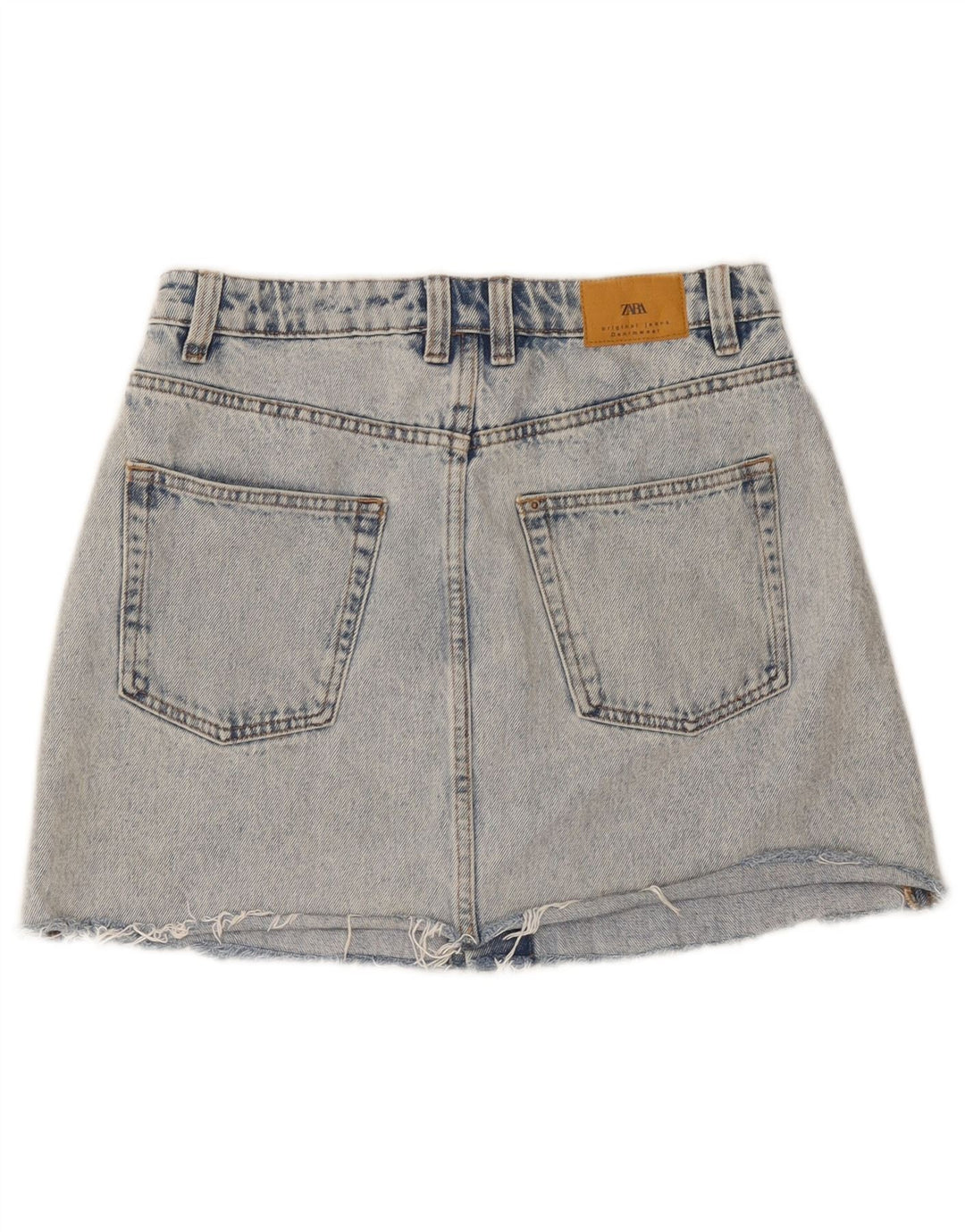 Zara Dame Denim Nederdel Lille W26 Blå Bomuld