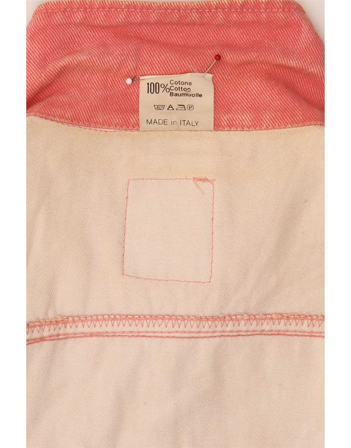 Vintage Dame Bamse Grafisk denimjakke IT 42 Medium Pink Bomuld