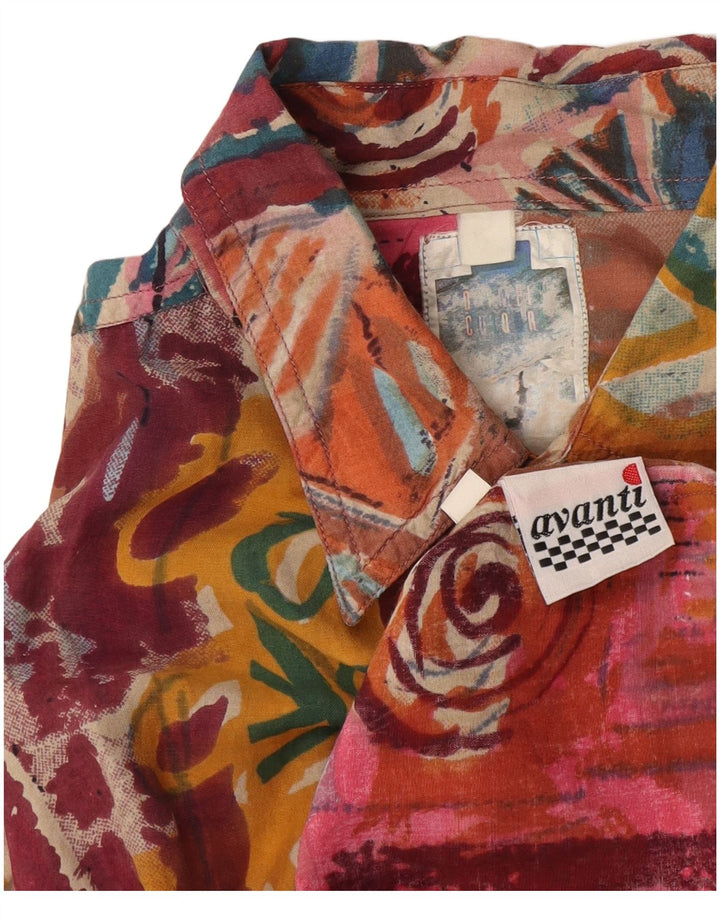 AVANTI kortærmet herreskjorte XL flerfarvet geometrisk viskose