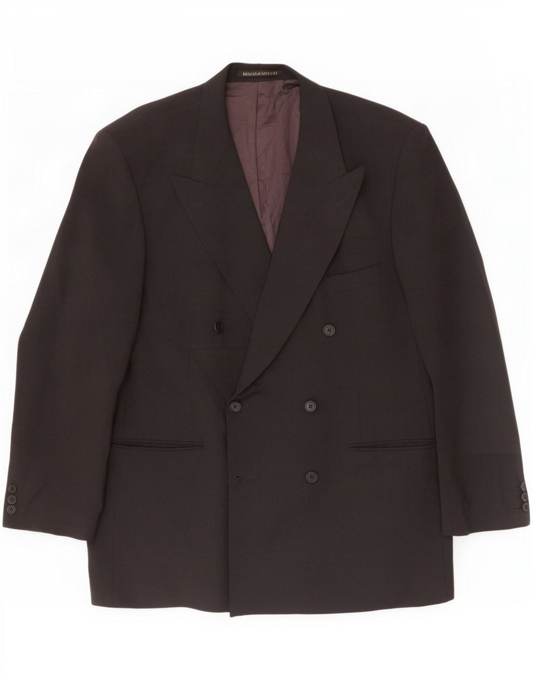 Marks & Spencer Herre Double Breasted Blazer Jacket UK 44 XL Sort Polyester