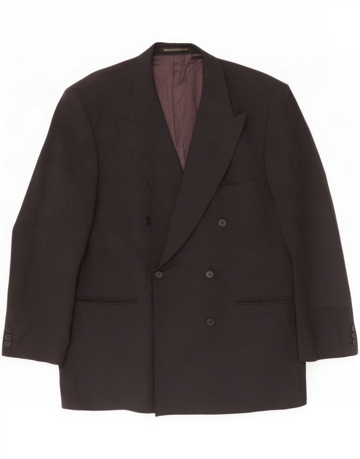 Marks & Spencer Herre Double Breasted Blazer Jacket UK 44 XL Sort Polyester
