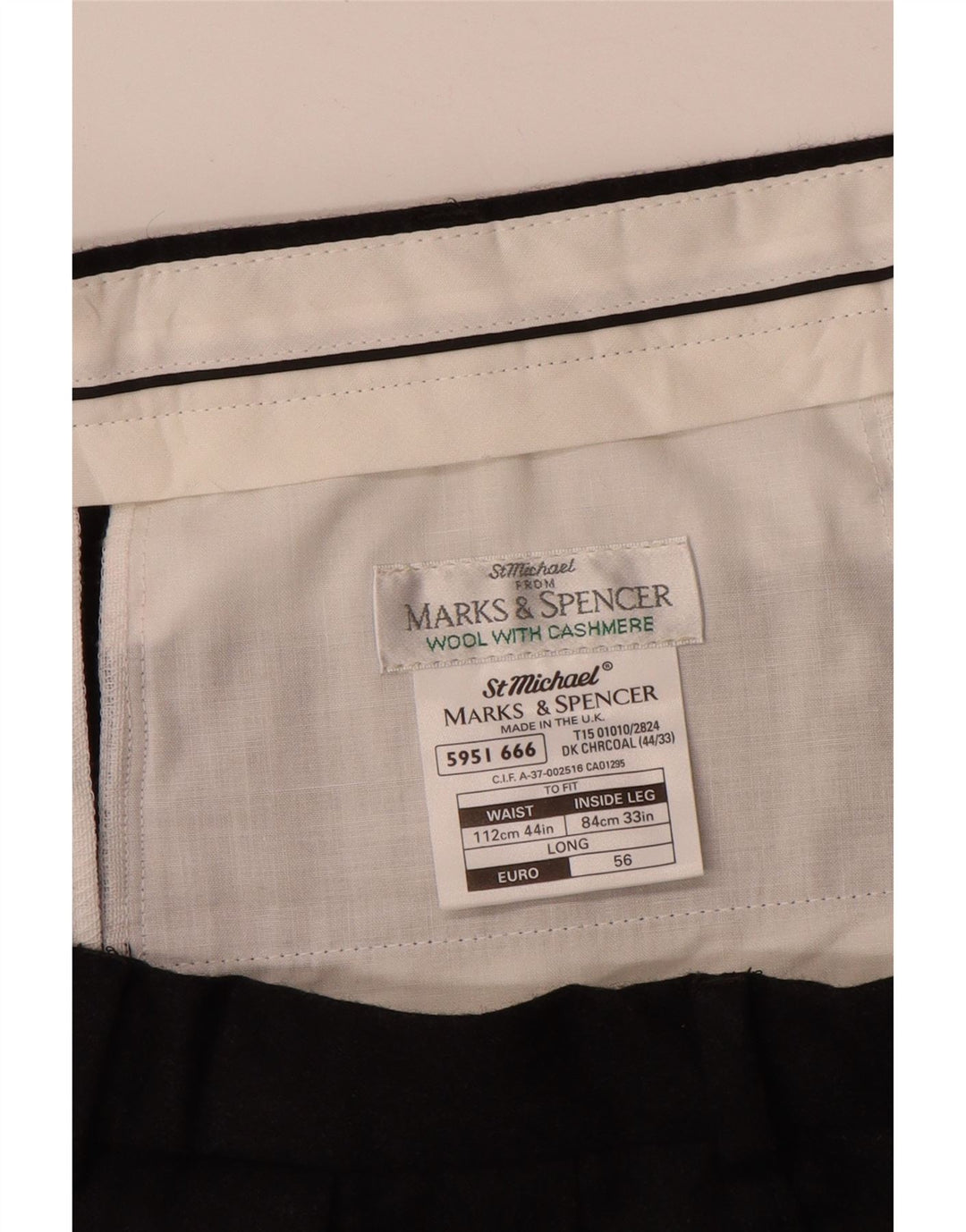 MARKS & SPENCER Herre Pegged Suit Bukser W44 L33 Sort Uld