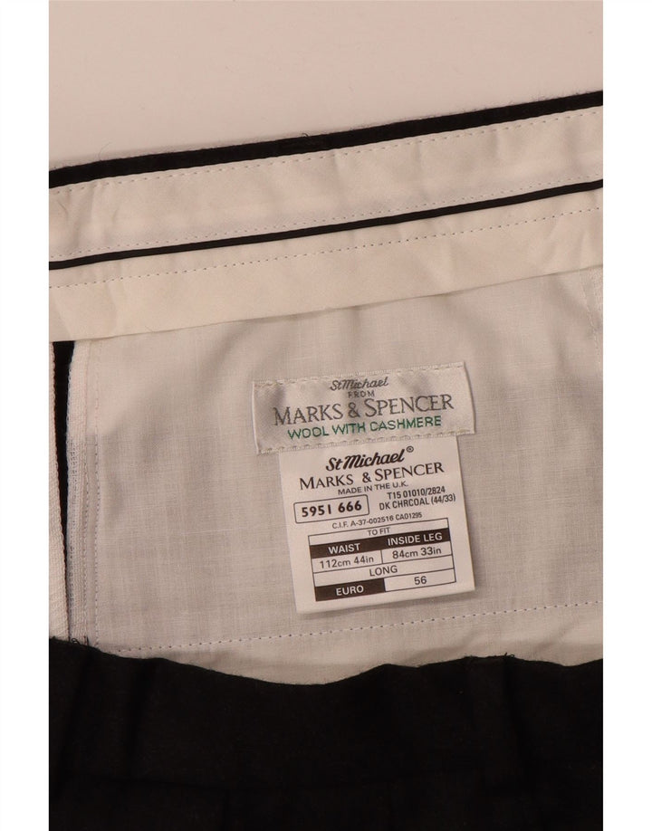 MARKS & SPENCER Herre Pegged Suit Bukser W44 L33 Sort Uld