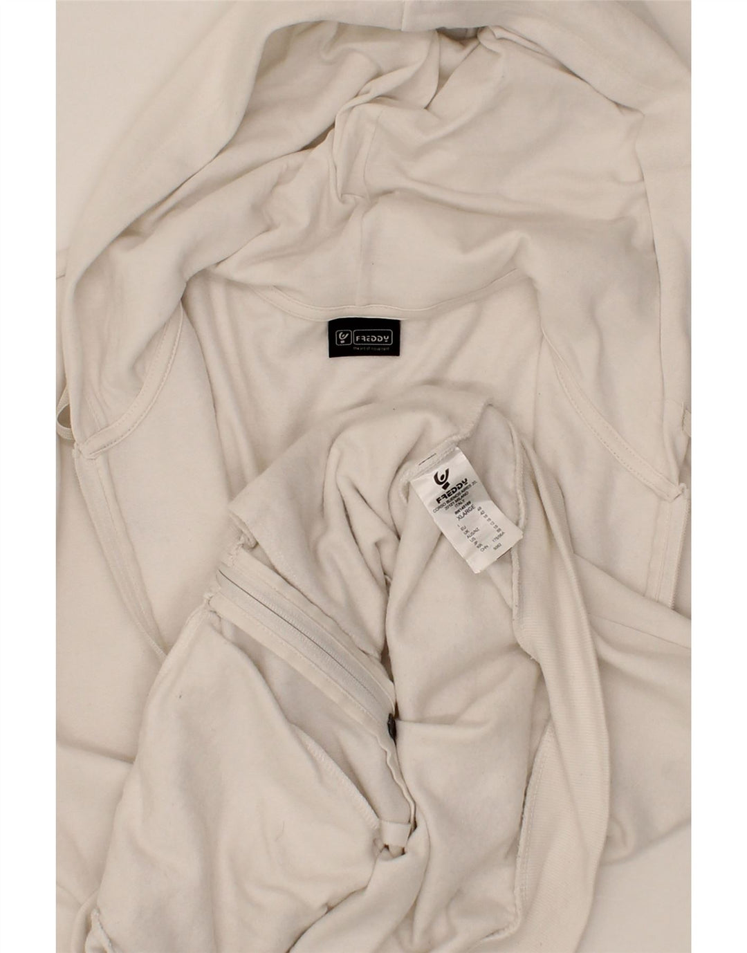 FREDDY Womens Zip Hoodie Sweater UK 16 Large White Polyester Vintage Freddy and Second-Hand Freddy from Messina Hembry 