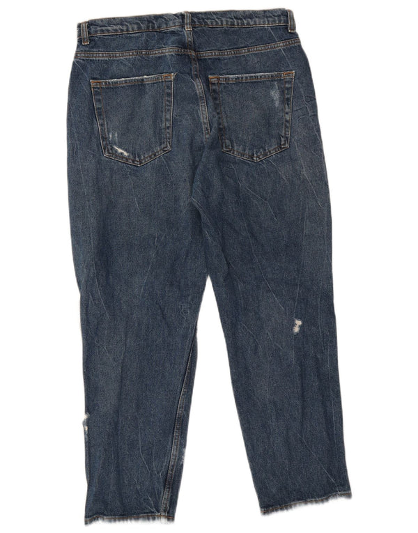 Zara Herre Distressed Cropped Jeans EU 40 Medium W31 L26 Blå