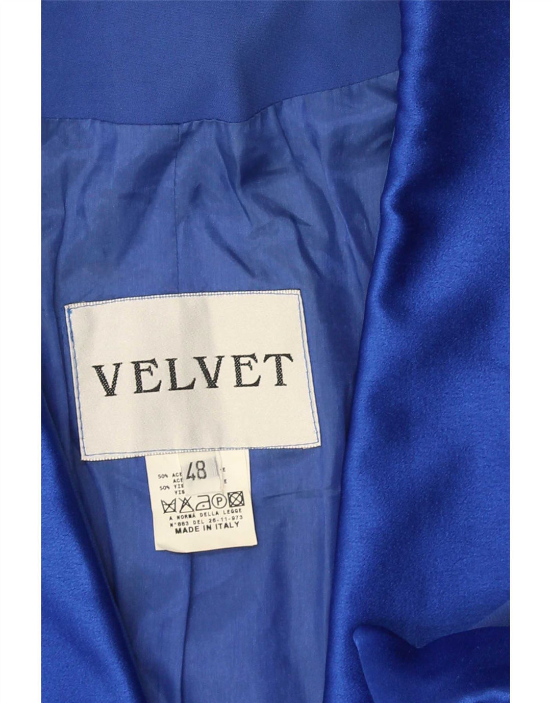Velvet Dame 1 knap Kortærmet Blazer Jacket IT 48 XL Blå Acetat