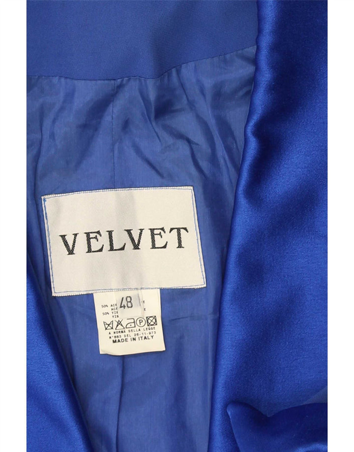 Velvet Dame 1 knap Kortærmet Blazer Jacket IT 48 XL Blå Acetat