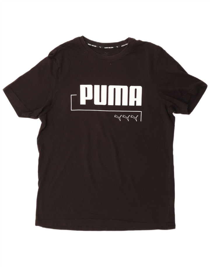 PUMA Grafisk T-shirt til mænd, medium sort bomuld