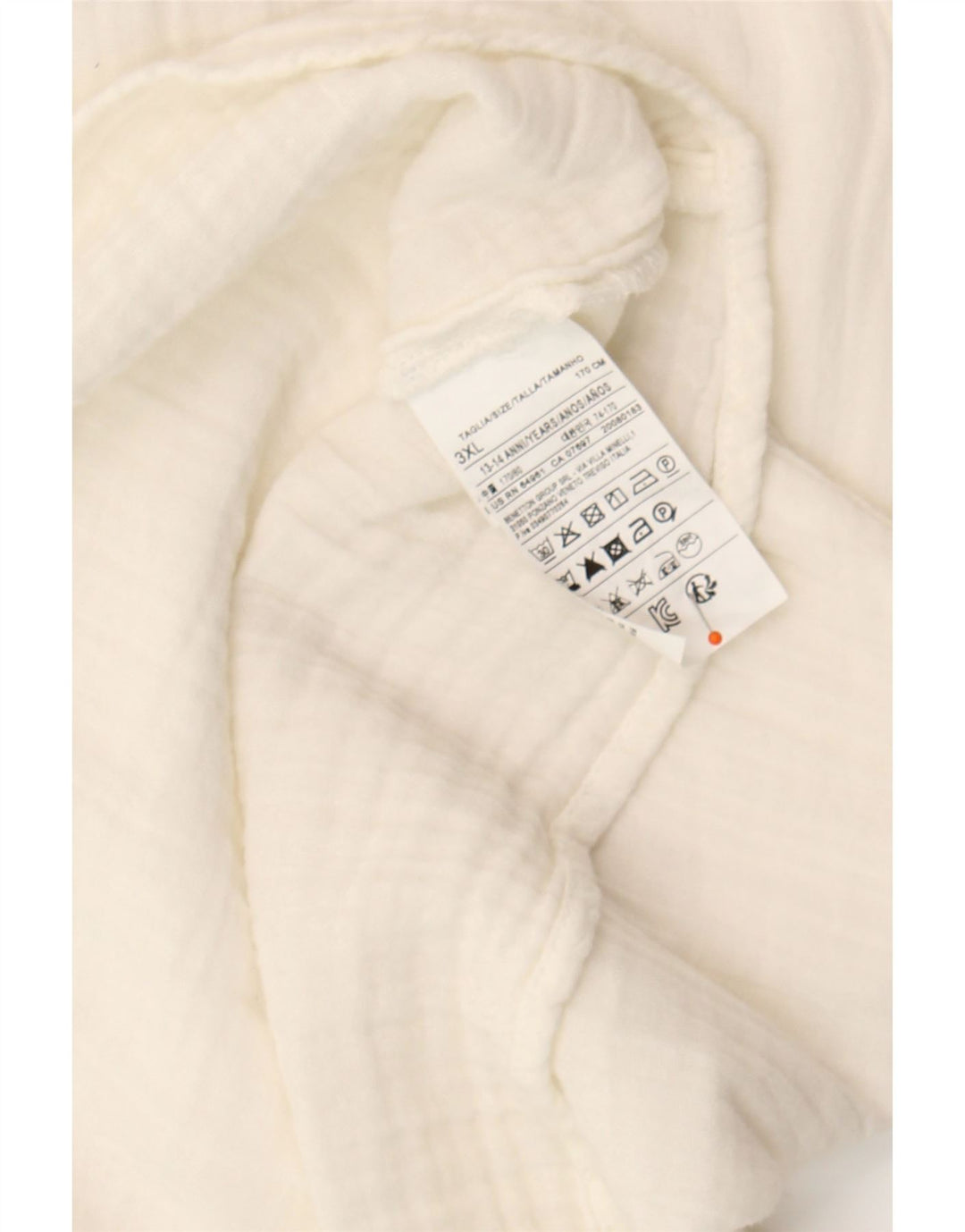 BENETTON Girls Long Sleeve Blouse Top 13-14 Years 3XL White Floral Cotton Vintage Benetton and Second-Hand Benetton from Messina Hembry 