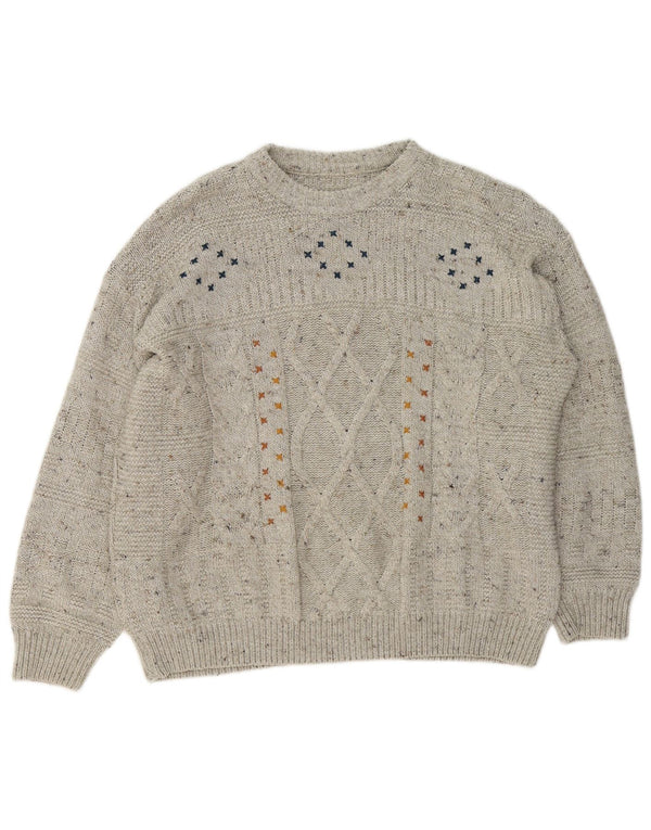 Vintage herre sweater med rund hals, stor grå