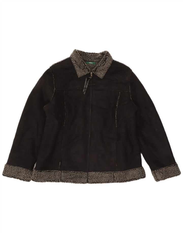 Marks & Spencer Sherpa-jakke til kvinder UK 18 XL Sort Polyester