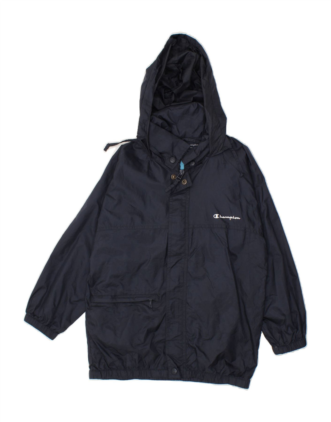 CHAMPION Boys Hooded Rain Jacket 7-8 Years Small  Navy Blue Polyamide Vintage Champion and Second-Hand Champion from Messina Hembry 
