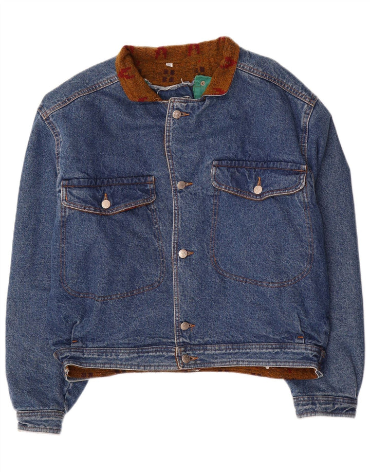 Vintage Dame Oversized Denim Jakke IT 50 XL Blå Bomuld