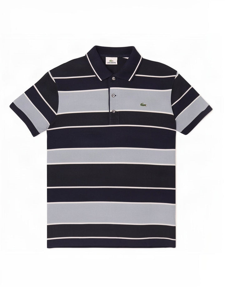 Lacoste herre poloskjorte str. 5 Large Marineblå stribet bomuld