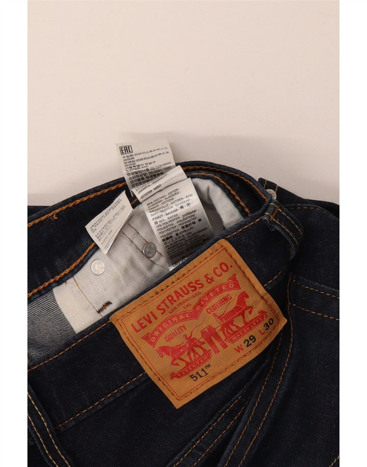 LEVI'S Dame 511 Slim Jeans W29 L30 Marineblå Bomuld