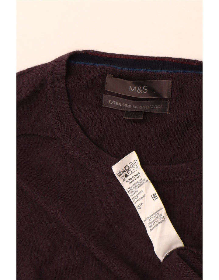 MARKS & SPENCER Herre sweater med rund hals, stor lilla merinould