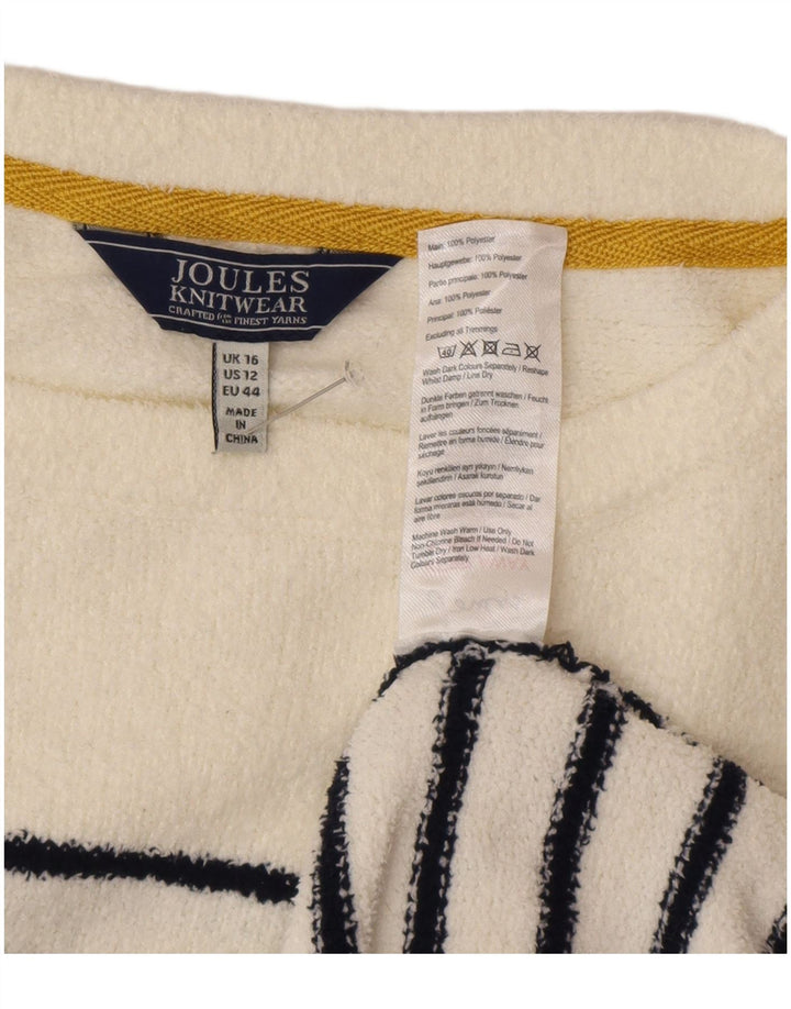 JOULES Dame Boat Neck Jumper Sweater UK 16 Stor hvid stribet polyester