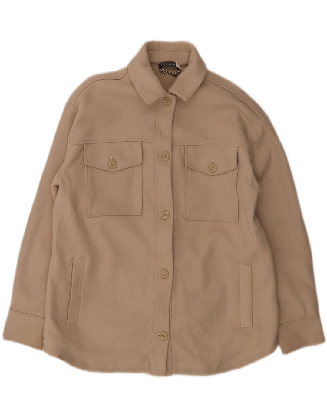 MINT VELVET Oversized bomberjakke til kvinder UK 14 Medium Beige Akryl
