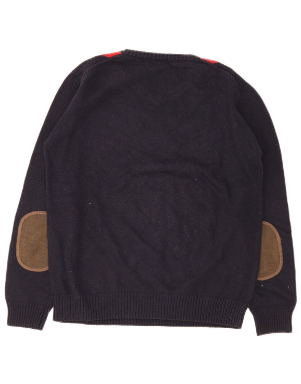 Zara drenge sweater med rund hals 11-12 år marineblå argyle/diamant