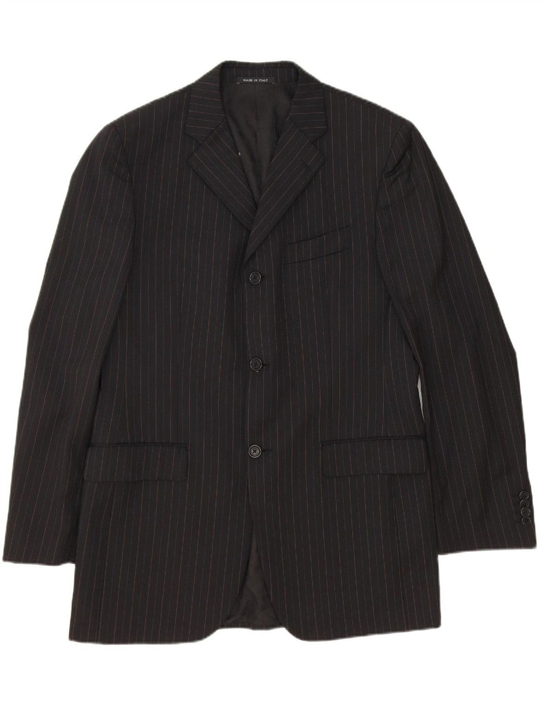 CARLO PIGNATELLI Mens 3 Button Blazer Jacket IT 50 Large Black Striped