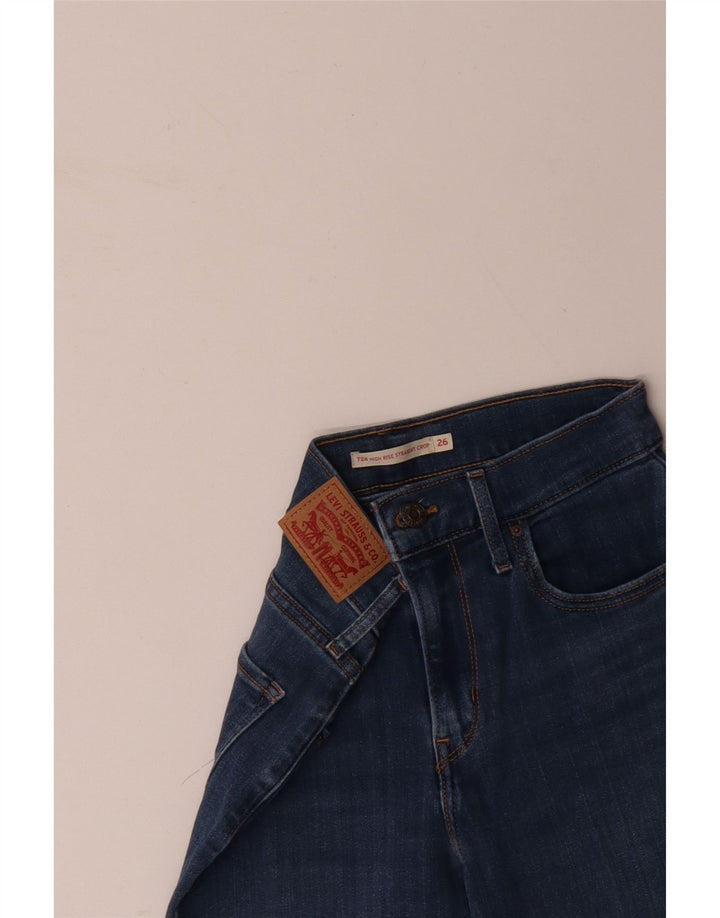 LEVI'S Dame 724 Højtaljede Straight Cropped Jeans W26 L25 Blå Bomuld