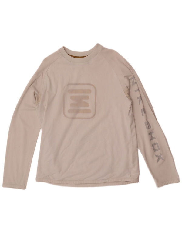 Nike Herre grafisk top langærmet UK 45/47 XL hvid bomuld