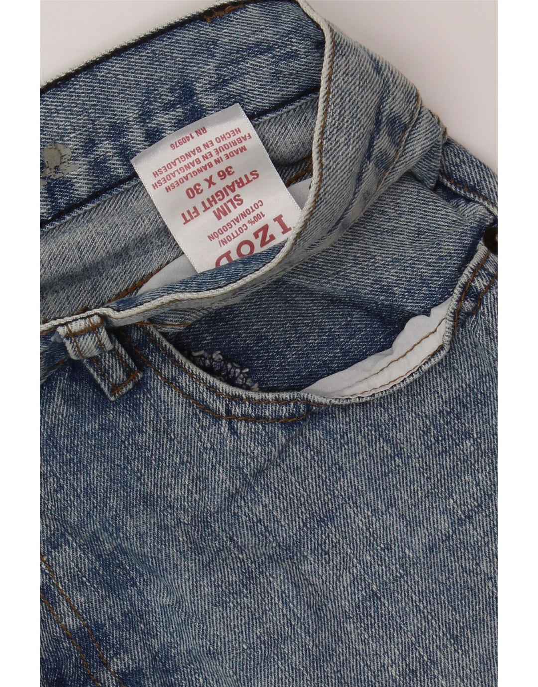 IZOD Mens Slim Straight Jeans W36 L30 Blue Cotton Vintage Izod and Second-Hand Izod from Messina Hembry 