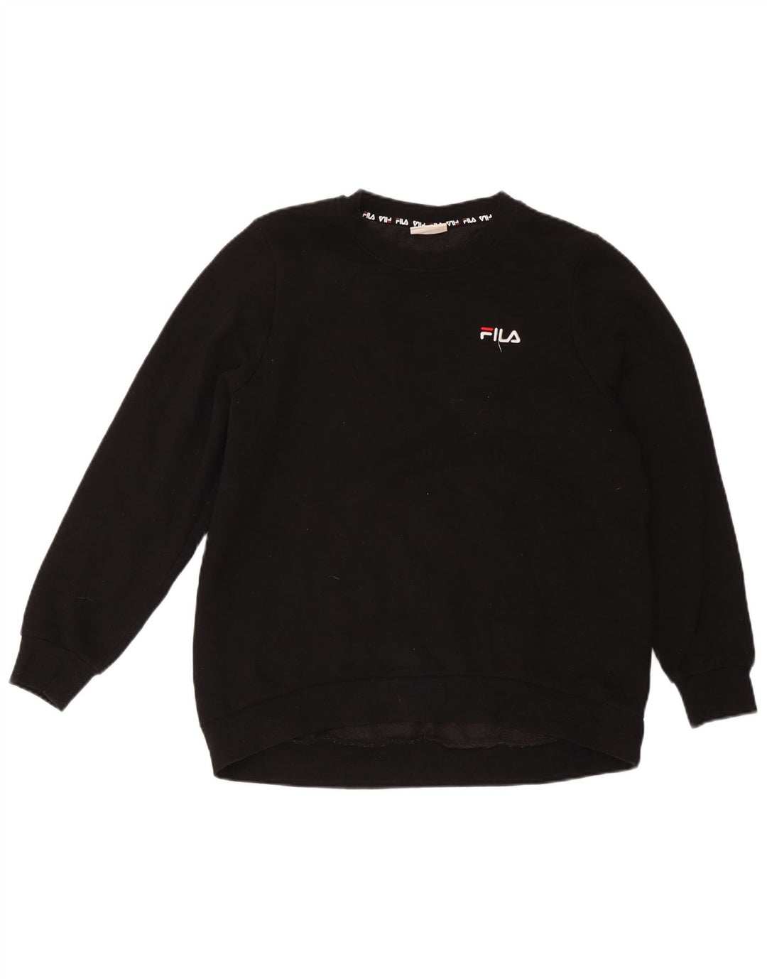 Fila Dame Sweatshirt Jumper UK 14 Stor Sort Bomuld