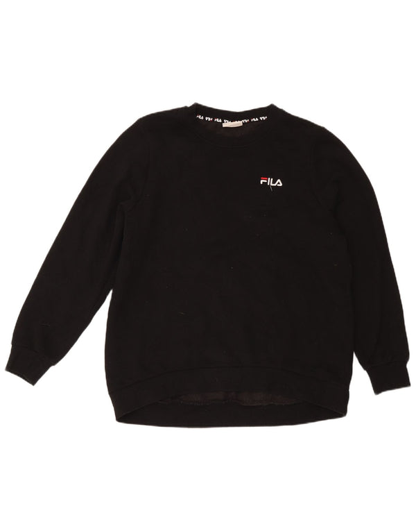 Fila Dame Sweatshirt Jumper UK 14 Stor Sort Bomuld