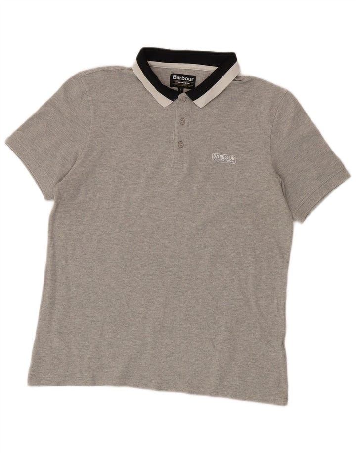 Barbour Polo Shirt til mænd Stor grå Colourblock Bomuld