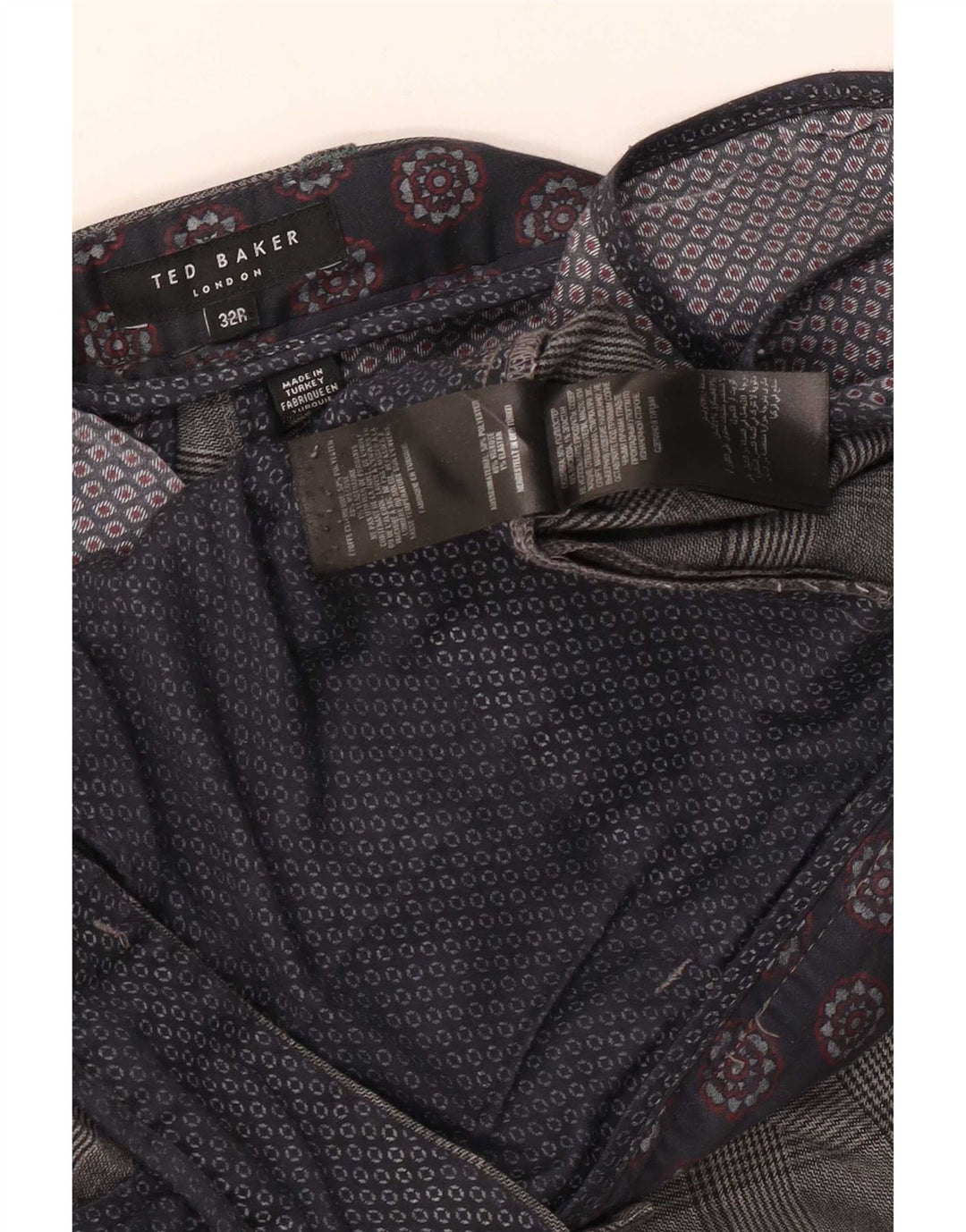 Ted Baker Herre Slim Casual Bukser W32 L31 Grå ternet polyester