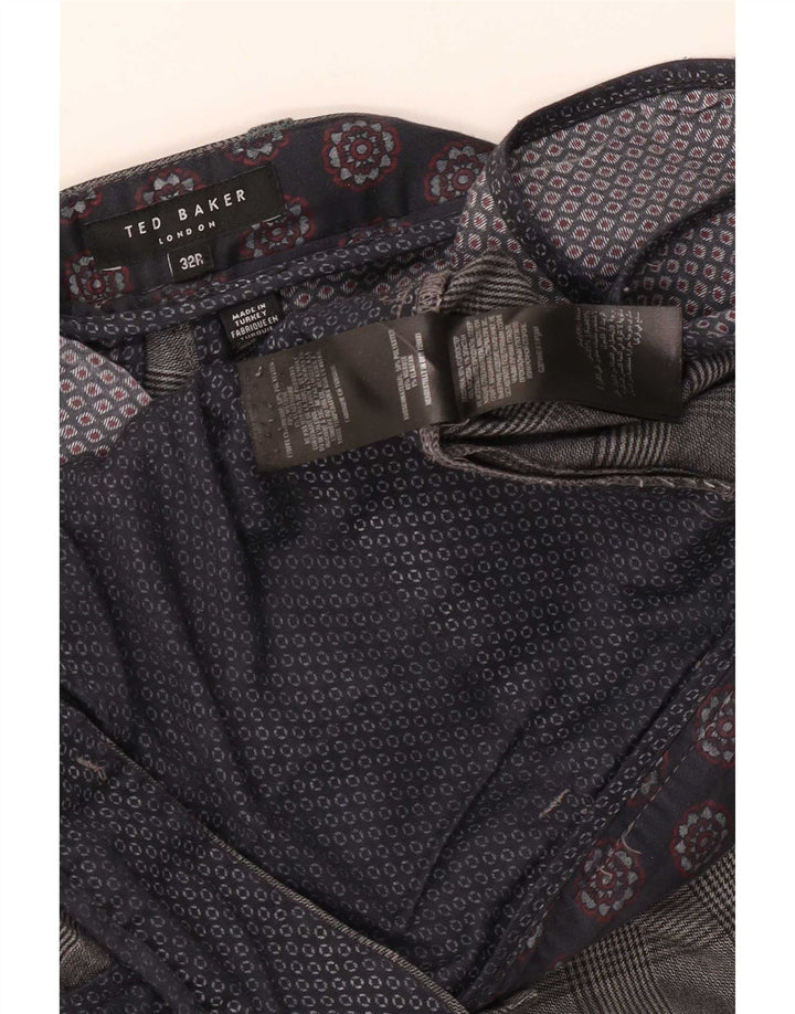 Ted Baker Herre Slim Casual Bukser W32 L31 Grå ternet polyester