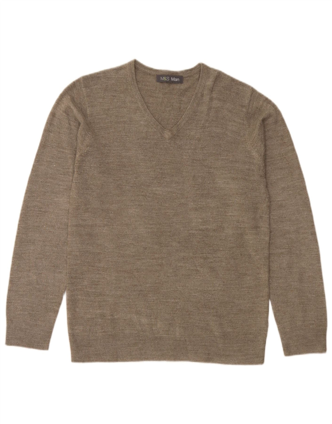 Marks & Spencer Herre V-hals sweater Small Beige Flecked Acryl
