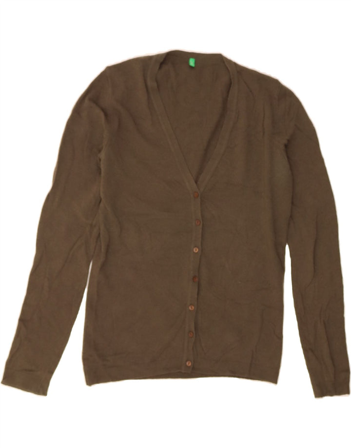 BENETTON Womens Cardigan Sweater UK 12 Medium Brown Cotton Vintage Benetton and Second-Hand Benetton from Messina Hembry 