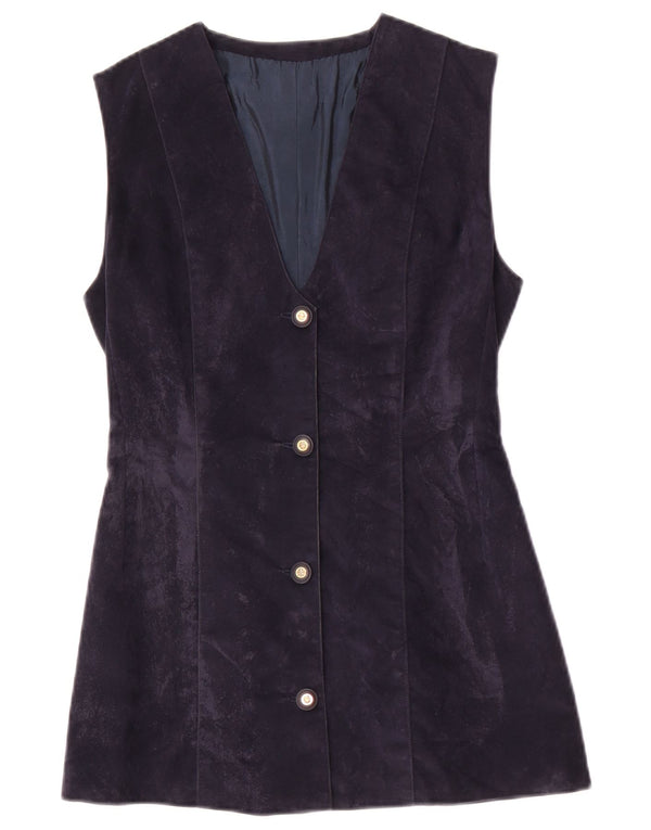 Vintage Womens Longline Waistcoat UK 10 Small Navy Blue