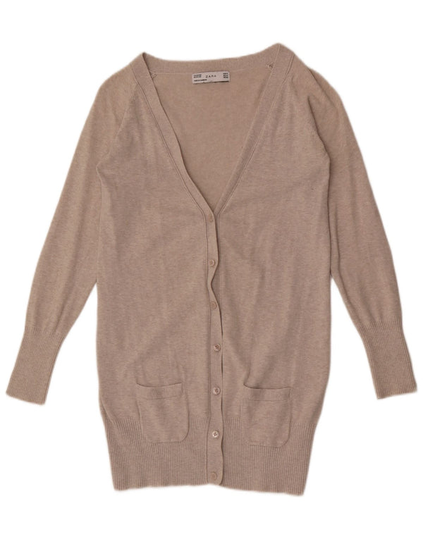 Zara Dame Cardigan Sweater UK 12 Medium Grey Flecked Bomuld