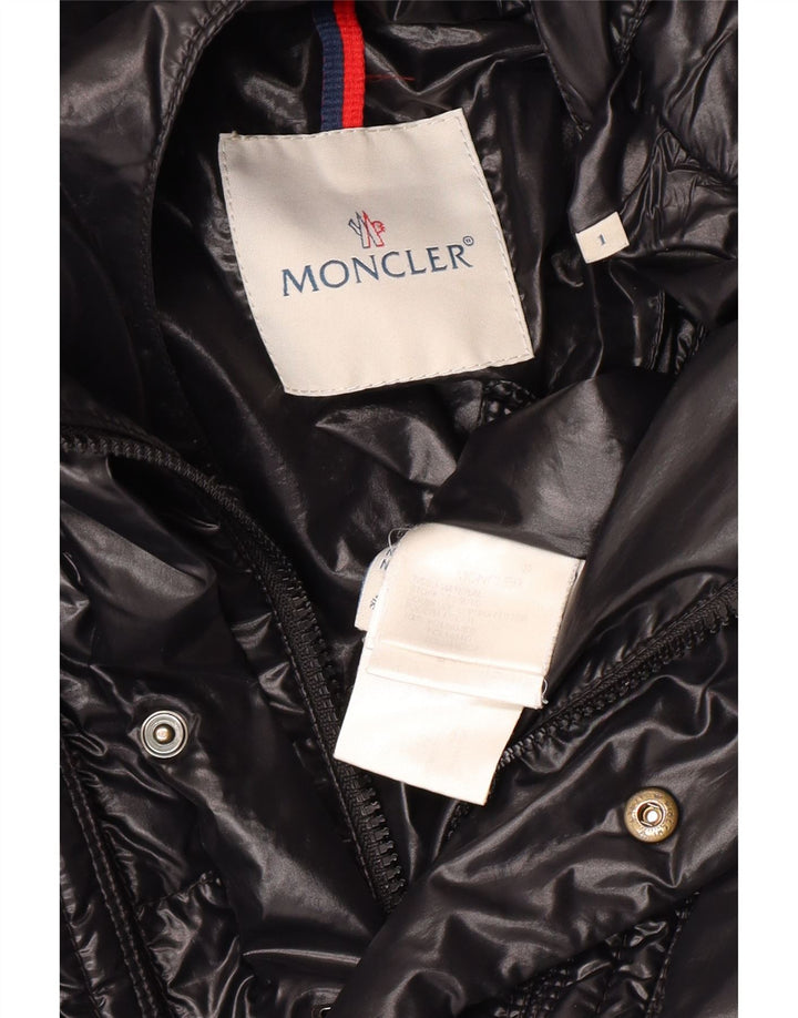 Moncler Dame Loose Fit Hooded Polstret Jakke Størrelse 1 Lille Sort Polyamid