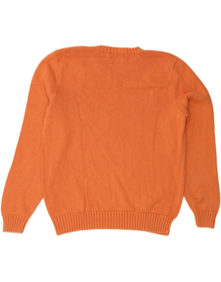 POLO RALPH LAUREN Mens V-Neck Jumper Sweater Medium Orange