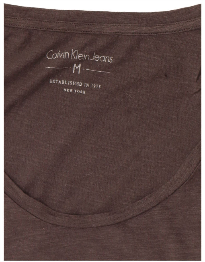 Calvin Klein Jeans Dame Oversized grafisk T-shirt Top UK 14 Medium Grå