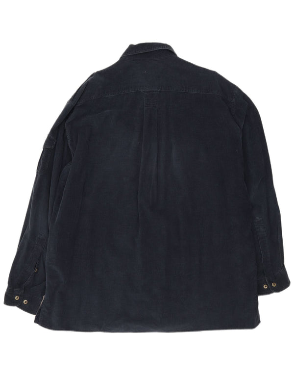Marlboro Classics Herre Military Corduroy Shirt XL Navy Blue Cotton
