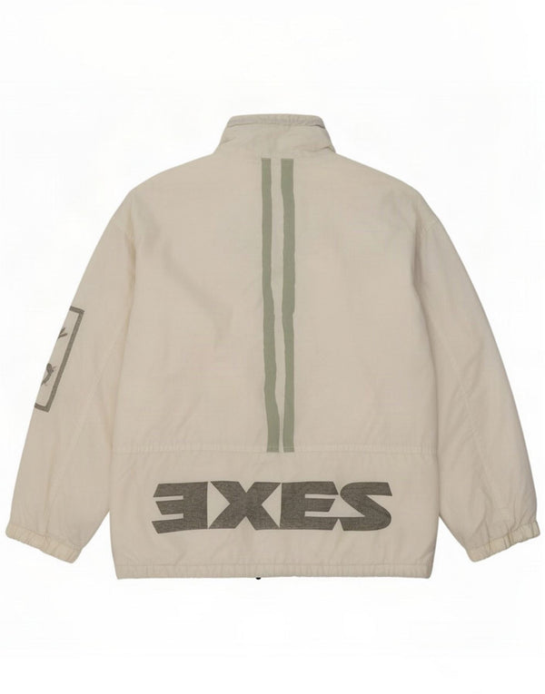 XS Exes Herre Grafisk Hooded Windbreaker Jacket UK 44 2XL Hvid