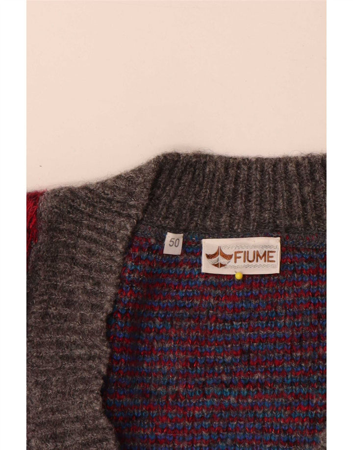 Fiume Herre Loose Fit V-hals sweater IT 50 Medium Grå Paisley