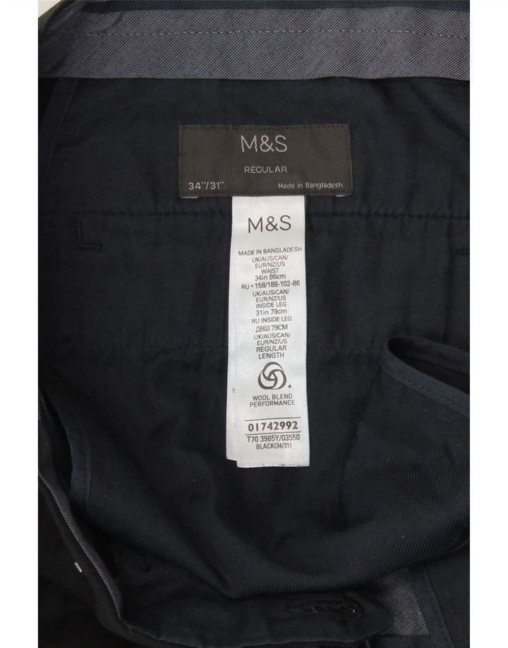 Marks & Spencer Herre Regular Fit Casual Bukser W34 L31 Sort Polyester