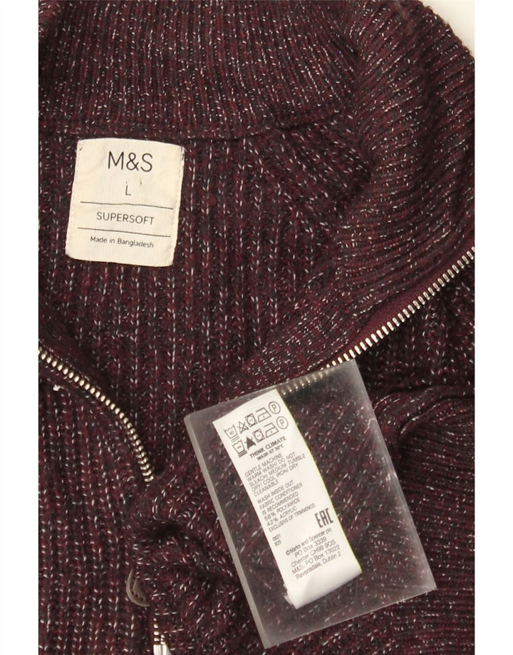 Marks & Spencer Herre trøje med lynlåshals Stor Bourgogne Flecked