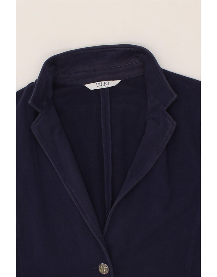 LIU JO Womens 1 Button Blazer Jacket UK 14 Medium Navy Blue Vintage Liu Jo and Second-Hand Liu Jo from Messina Hembry 