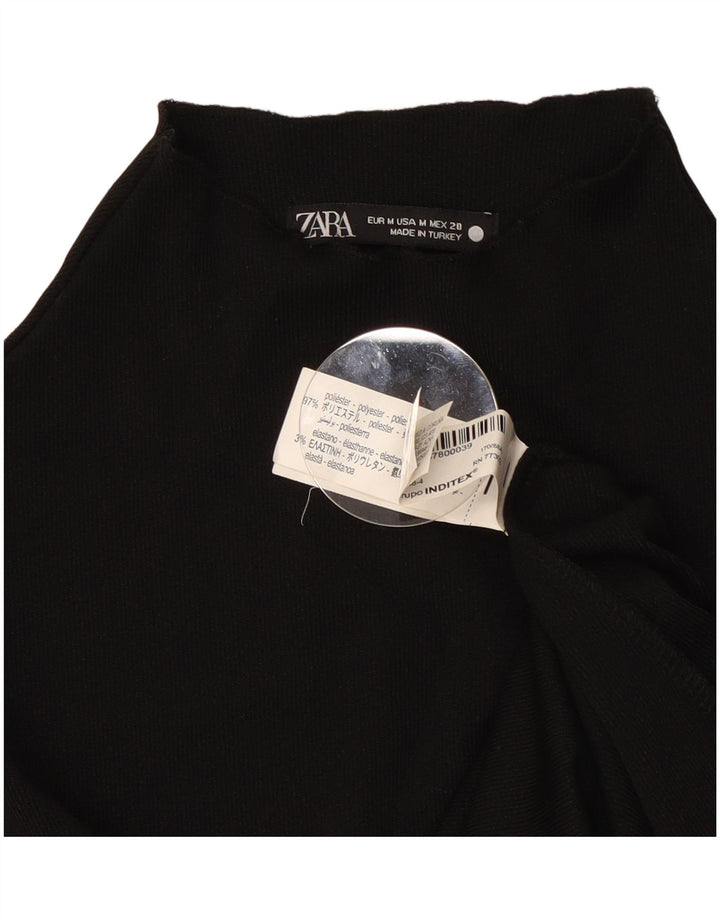 Zara Dametop Langærmet UK 12 Medium Sort Polyester