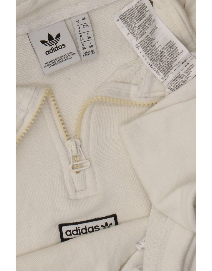 Adidas Dame Oversized Crop Zip Neck Sweatshirt Jumper UK 8 Small White