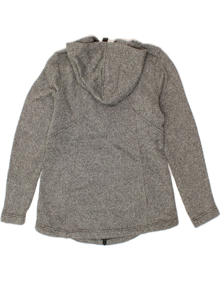 EDDIE BAUER Womens Zip Hoodie Sweater UK 12 Medium Grey Flecked Polyester Vintage Eddie Bauer and Second-Hand Eddie Bauer from Messina Hembry 