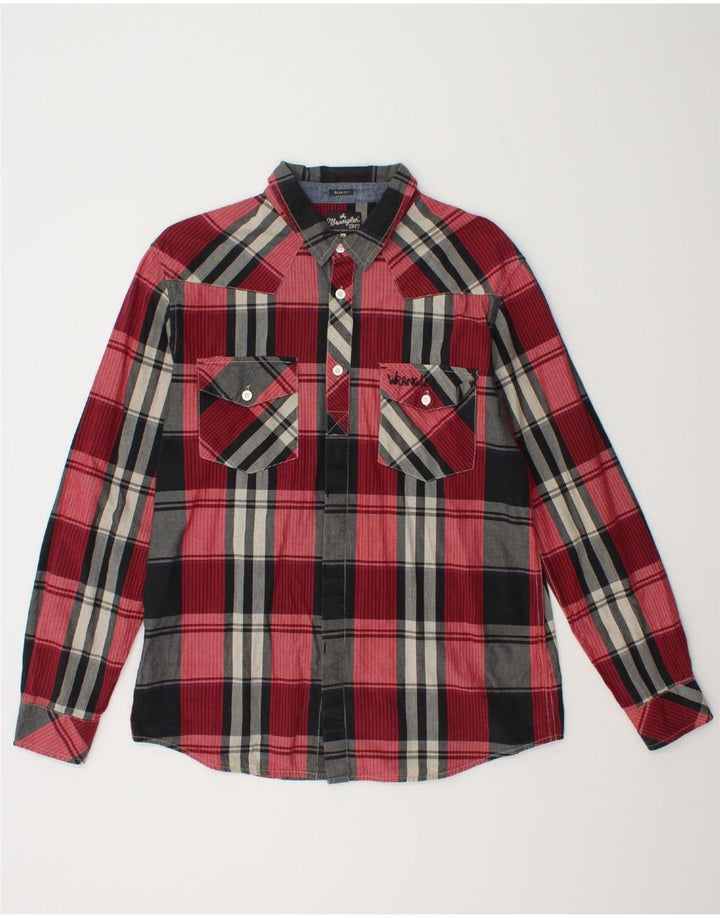 WRANGLER Mens Slim Fit Shirt XL Red Check Cotton Vintage Wrangler and Second-Hand Wrangler from Messina Hembry 