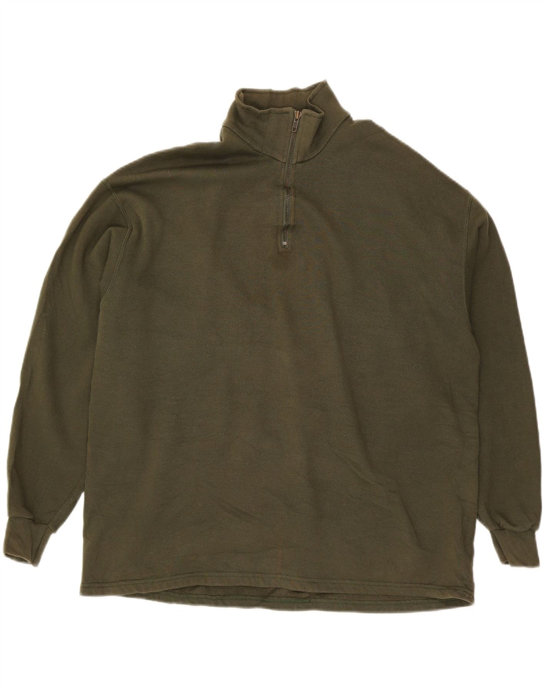 LEE Mens Zip Neck Sweatshirt Jumper XL Khaki Cotton Vintage Lee and Second-Hand Lee from Messina Hembry 